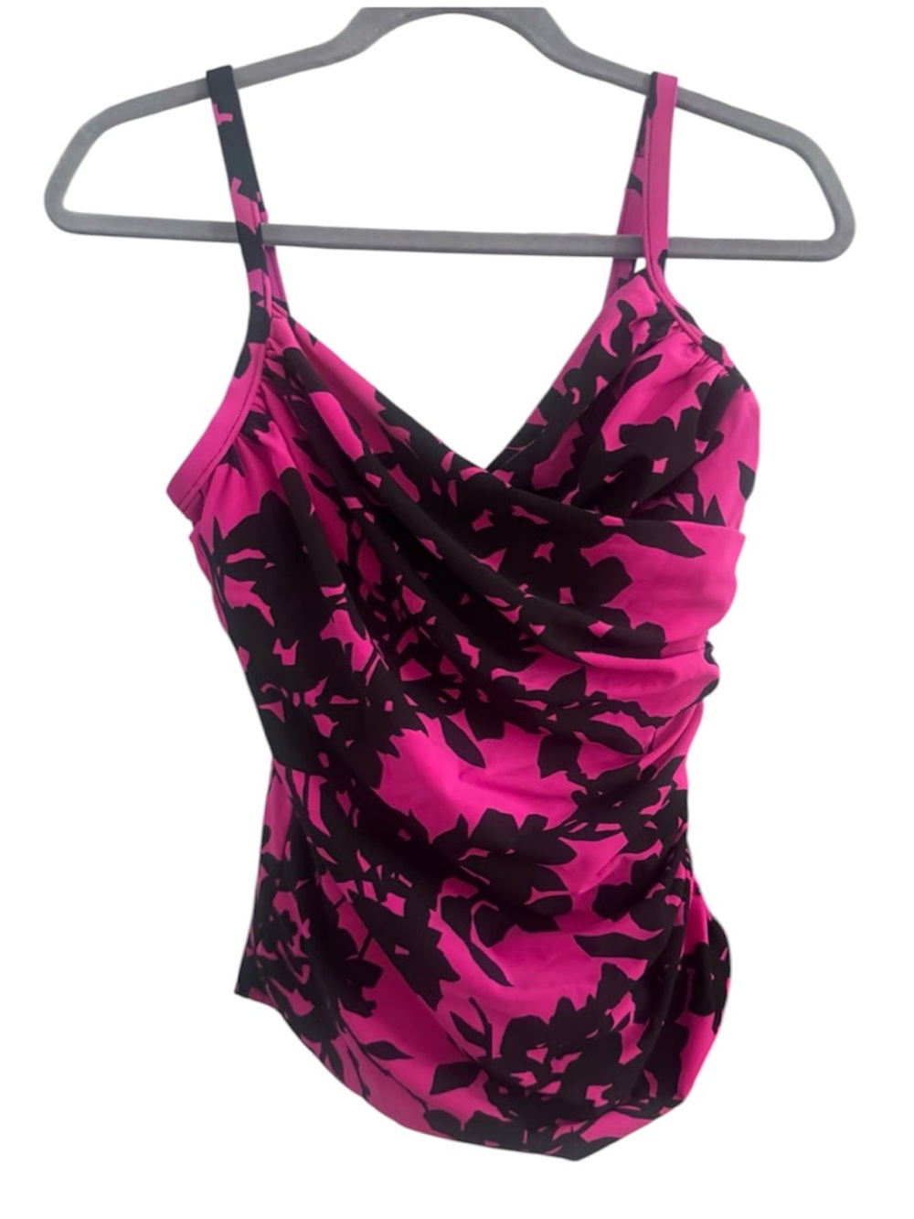 Magicsuit Hot Pink & Black Floral Leaves Tankini swimsuit size 8